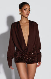 Coralie Bodysuit - Plum Brown